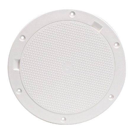 BECKSON Beckson DP63-W Pry-Out Deck Plate - 6" with Pebble Center, White DP63-W